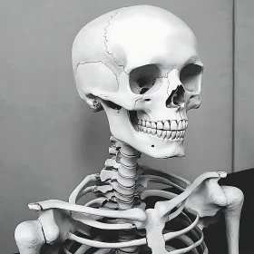 Anatomical Skeleton Illustration in Monochrome