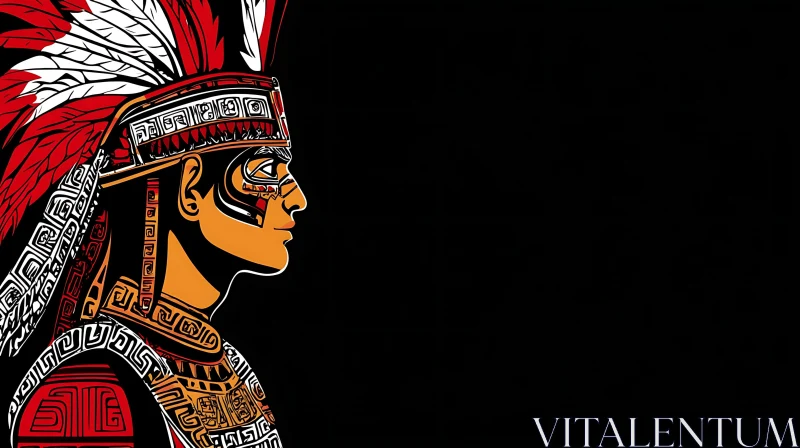 Tribal Headdress Profile Portrait AI Image