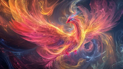 Fiery Phoenix: Abstract Art Illustration