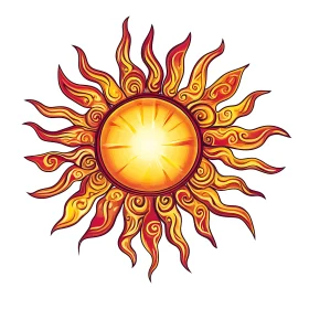 Stylized Sun with Flame-like Ornament