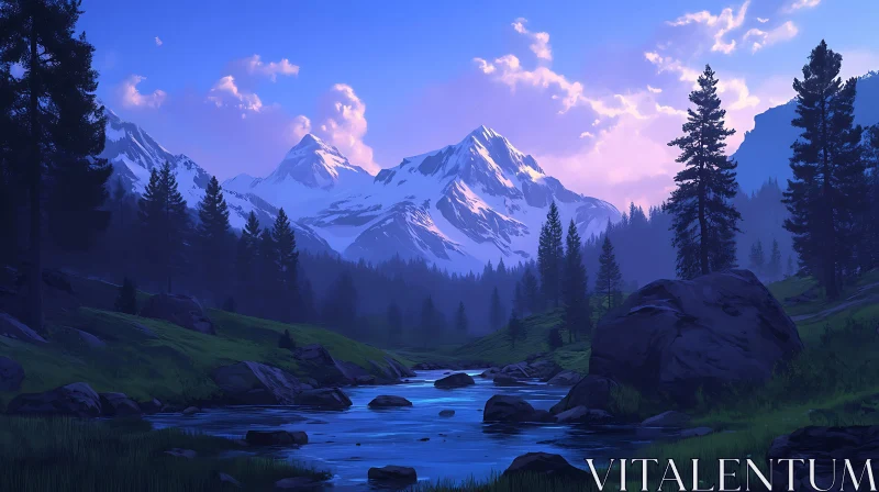 Peaceful Mountain River Scene