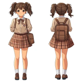 Detailed Anime School Uniform Character Design