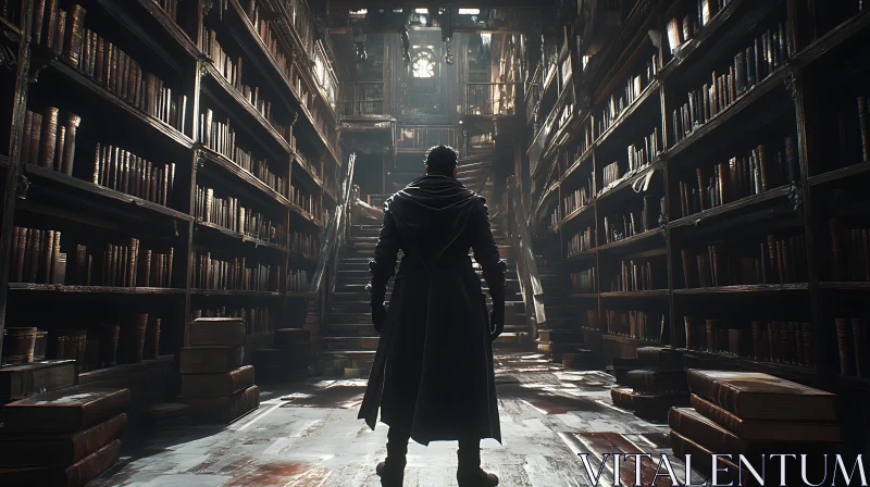 Grand Library With A Figure
