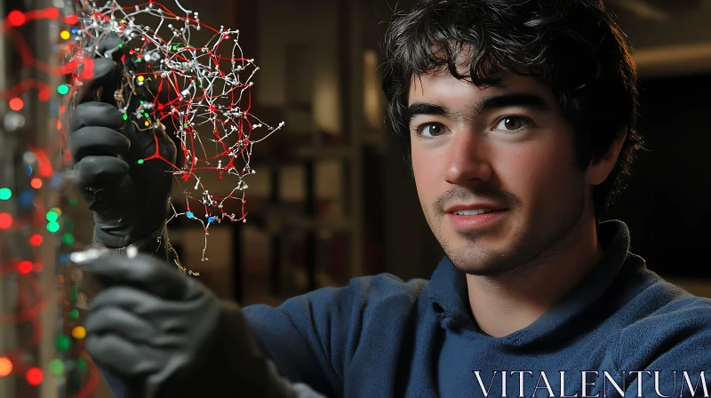 Science Portrait with Molecule AI Image