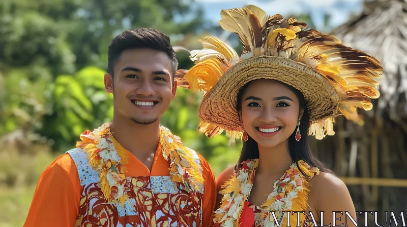 Cultural Celebration: Island Couple Portrait AI Image