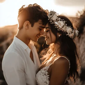 Young Couple's Tender Moment in Warm Light