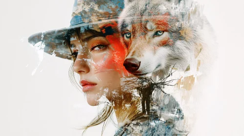 Mystic Woman with Wolf Spirit