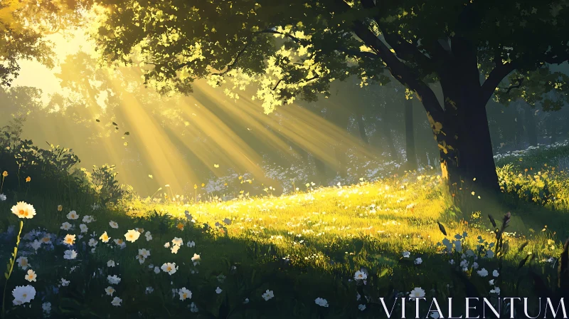 Golden Sunlight Through the Trees