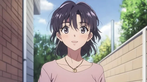 Anime Girl Standing Outside on a Clear Day