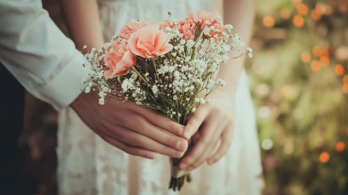 Peach Roses Wedding Bouquet Close-Up