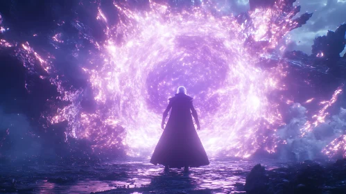 Figure Before Luminous Portal