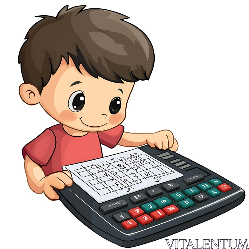 Cartoon Boy with Calculator Puzzle