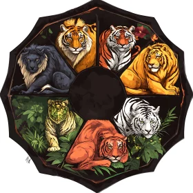 Colorful Wild Cats Geometric Design