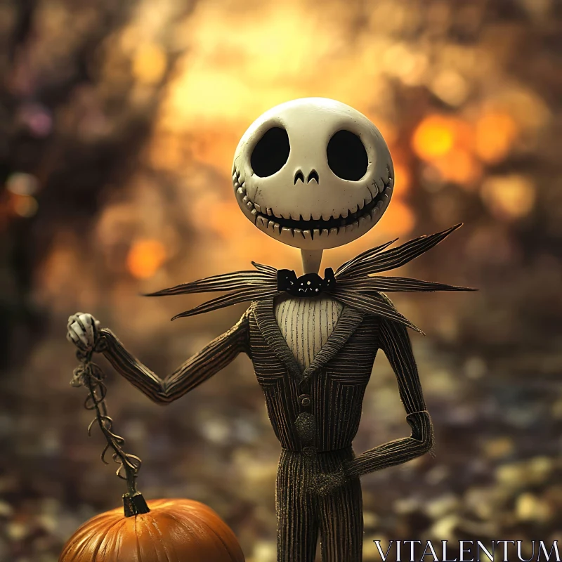Whimsical Halloween Character with Pumpkin AI Image