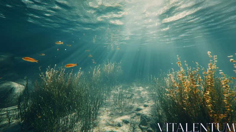AI ART Underwater Sunlight and Aquatic Life