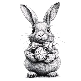 Monochrome Rabbit with Easter Egg