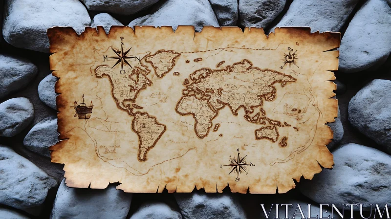 Old World Map Surrounded by Stones