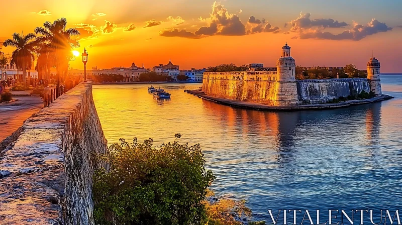 Fortress at Sunset: A Waterfront View