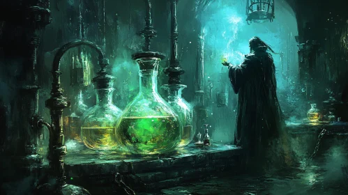Enchanting Potion Brewing Scene