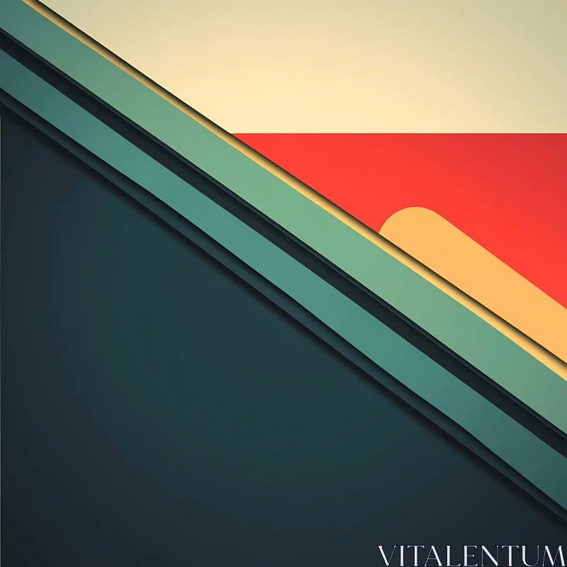 Abstract Geometric Design with Teal and Red