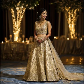 Elegant Woman in Golden Attire
