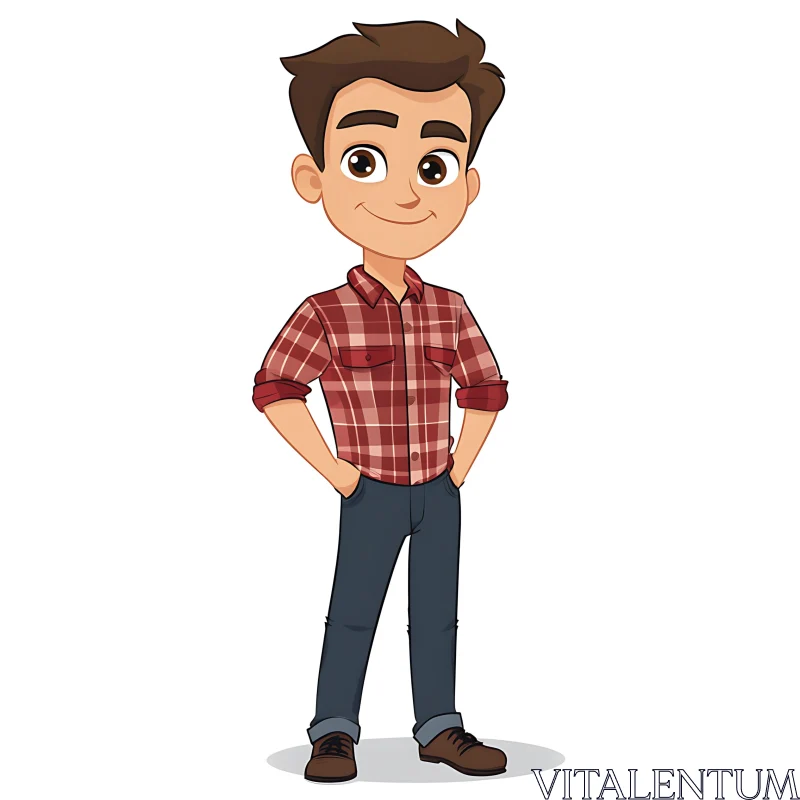 Confident Cartoon Character in Casual Attire
