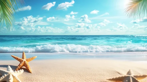 Tropical Beach with Starfish