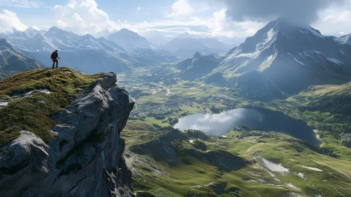 Alpine Lake View from Mountain Peak