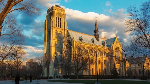 Sunset Illuminated Gothic Cathedral
