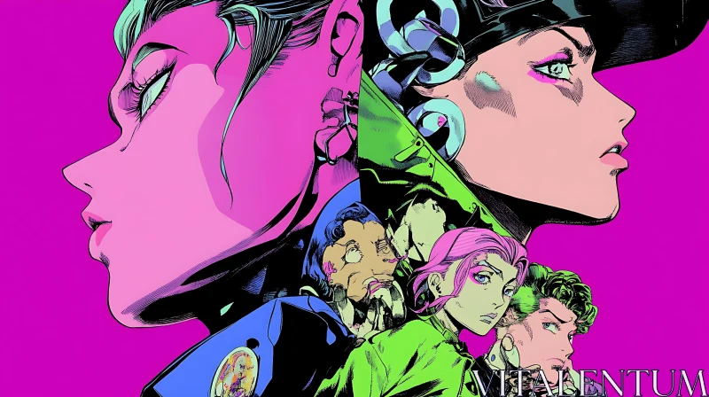 Dynamic Anime Characters Illustration