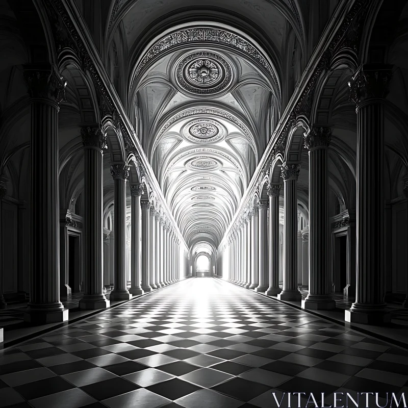 Majestic Corridor with Decorative Arches and Columns
