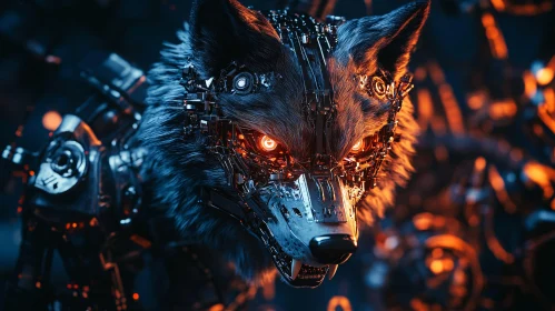 Futuristic Robotic Wolf with Glowing Eyes