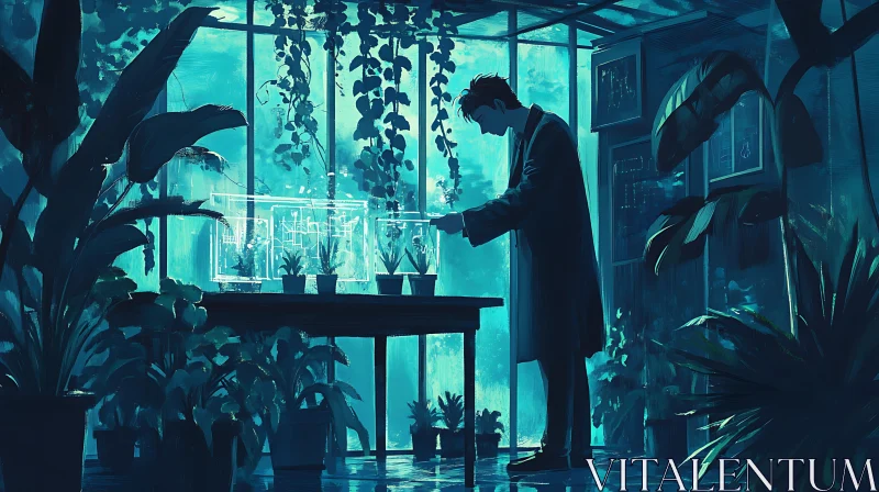 Botanical Study in Blue Light