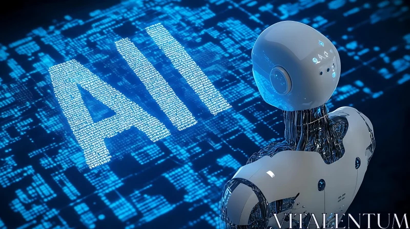 AI Robot on Digital Circuit Board