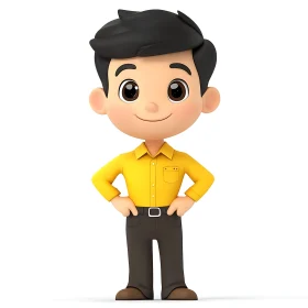 Smiling Cartoon Boy Character Illustration