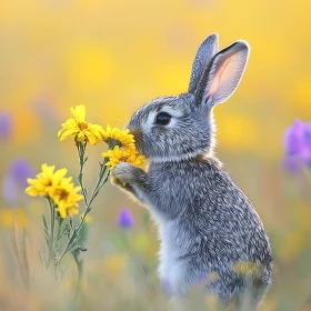 Bunny with Yellow Flowers