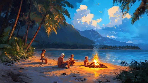 Beach Bonfire with Family
