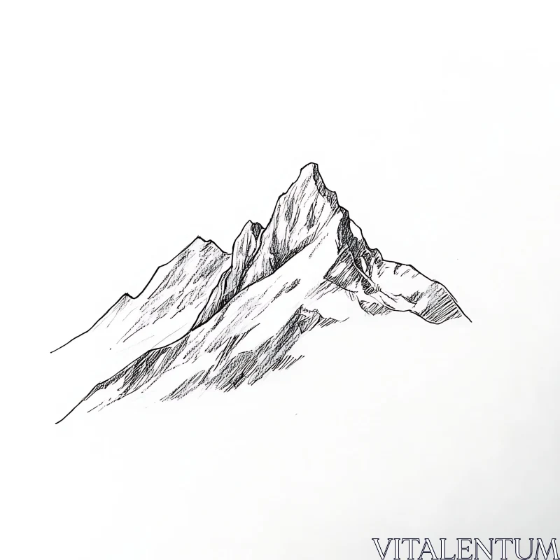 AI ART Mountain Peak Line Art