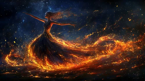 Celestial Dance of Fire and Stars