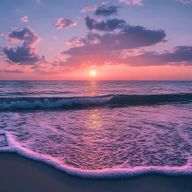 Ocean Sunset with Pink Sky