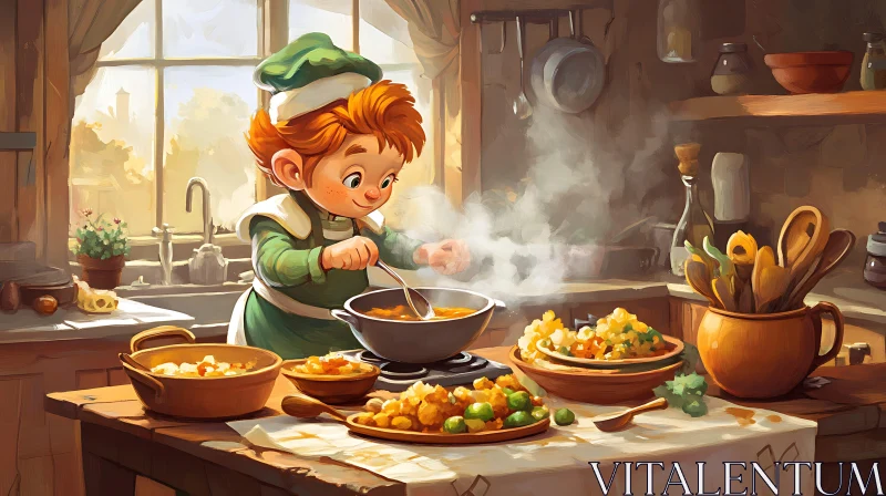 AI ART Child Chef Cooking Delicious Meal
