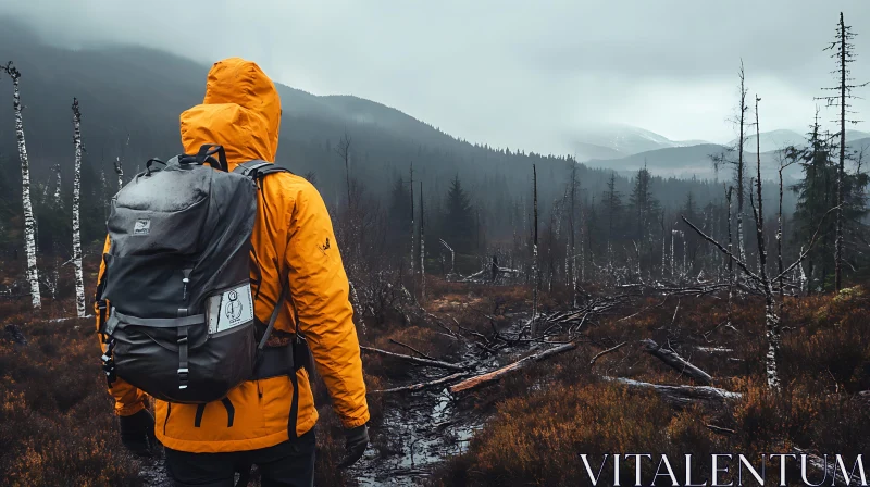 Hiker in Forest Landscape