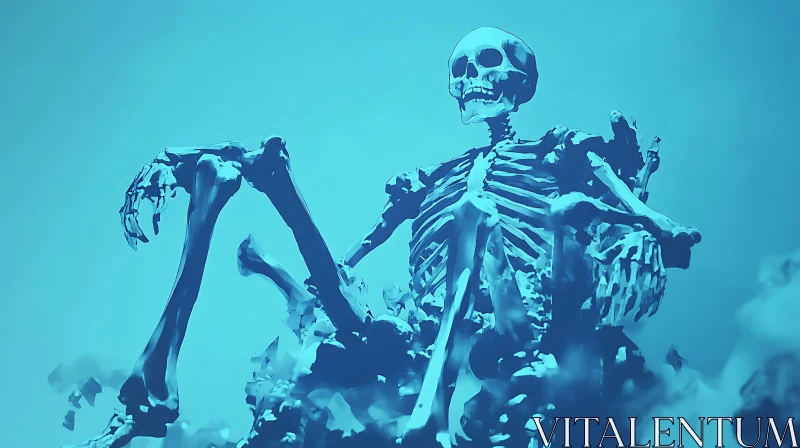 Blue Skeleton Abstract Composition