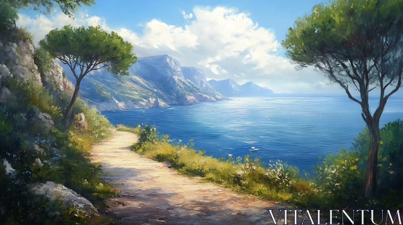 Tranquil Seascape with Winding Path