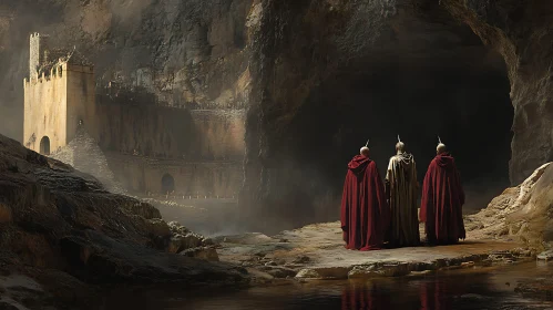 Mysterious Figures in Stone Cave