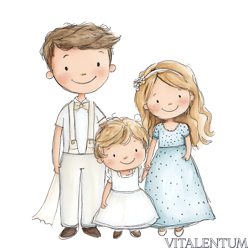 Charming Family Illustration with Joyful Smiles