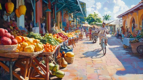 Bustling Market Scene Painting
