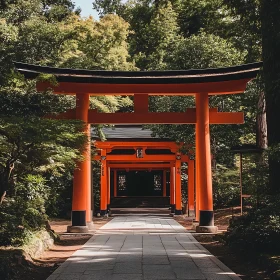 Peaceful Shrine Path with Torii Gates