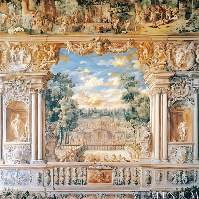 Architectural Mural Painting with Landscape AI Image