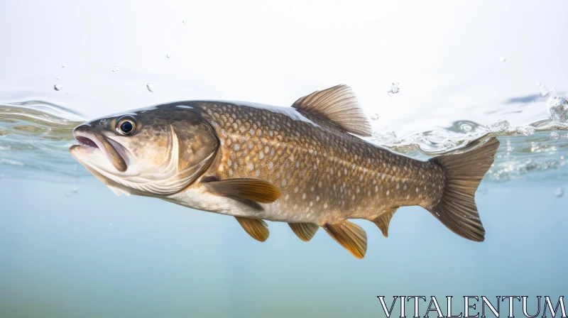 Underwater Snapshot: Brown Trout in Gray Waters AI Image